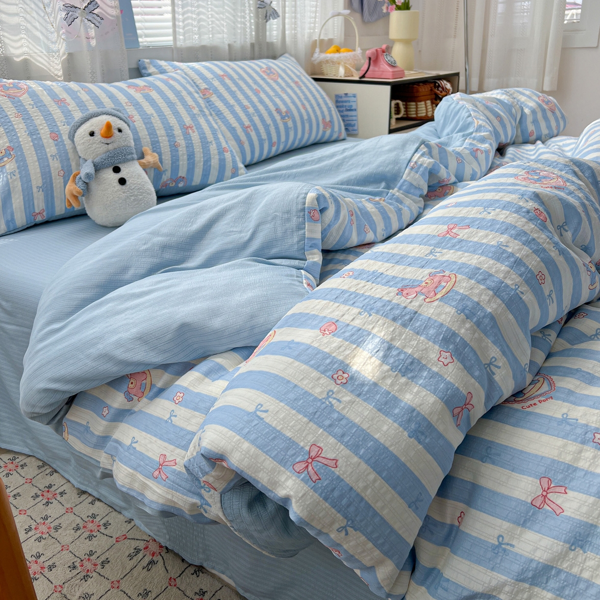 91家纺网 家纺一手货源 找家纺 王朝国际 2026新款A类彩竺棉印花四件套 开心马