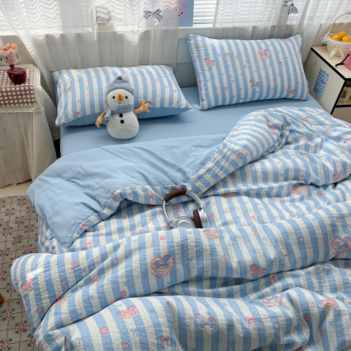 王朝国际 2026新款A类彩竺棉印花四件套 开心马