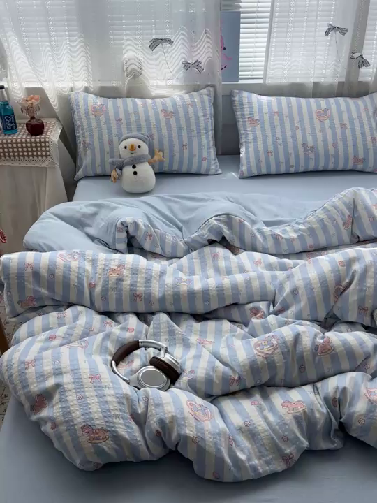 91家纺网 家纺一手货源 找家纺 王朝国际 2026新款A类彩竺棉印花四件套 开心马