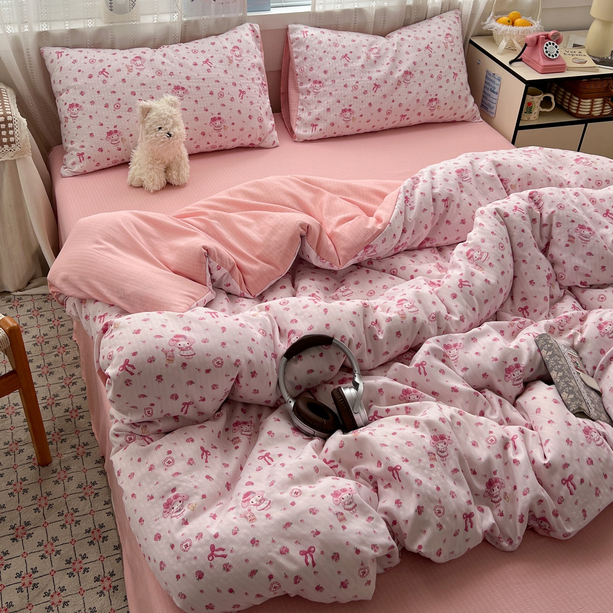 91家纺网 家纺一手货源 找家纺 王朝国际 2026新款A类彩竺棉印花四件套 甜心宝贝