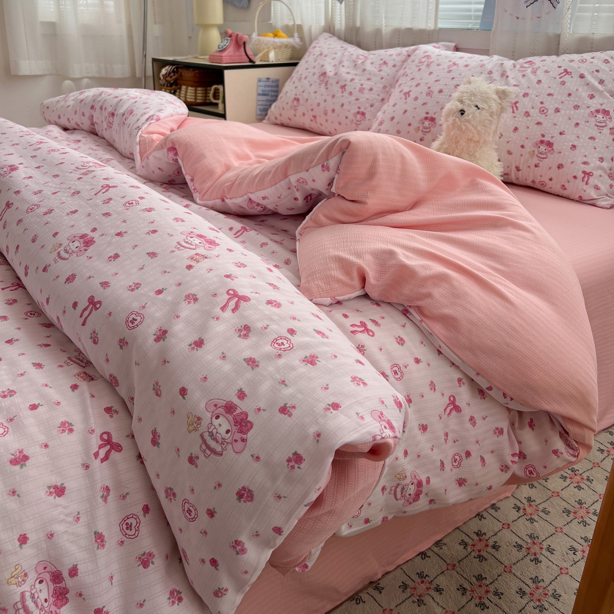 91家纺网 家纺一手货源 找家纺 王朝国际 2026新款A类彩竺棉印花四件套 甜心宝贝