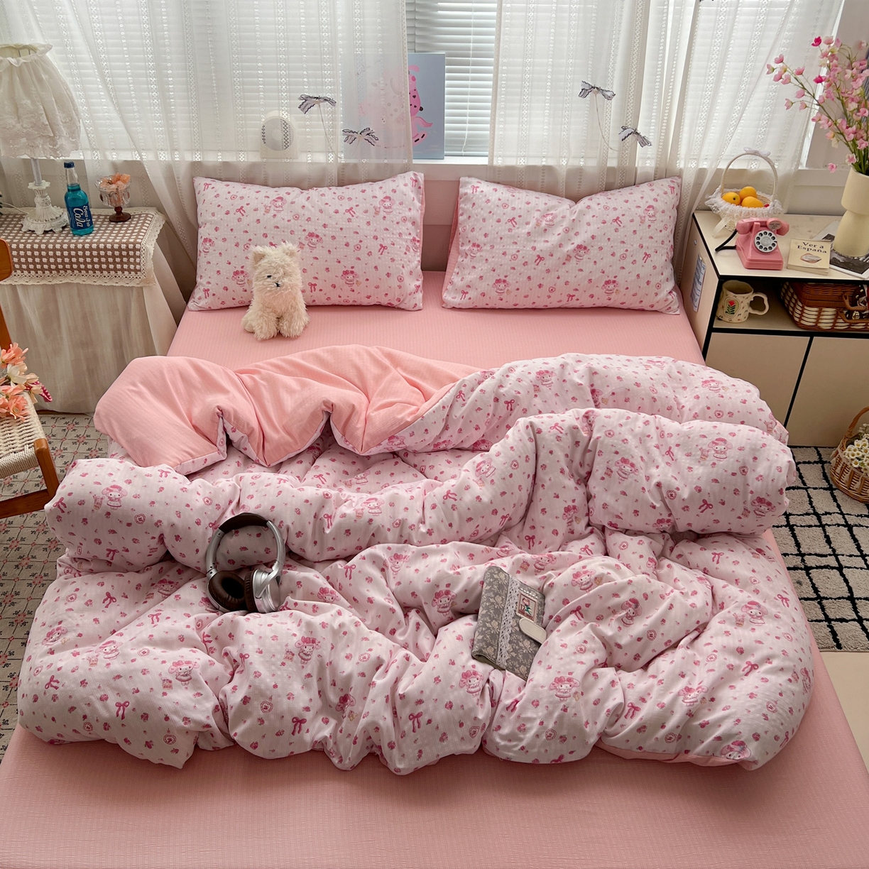 91家纺网 家纺一手货源 找家纺 王朝国际 2026新款A类彩竺棉印花四件套 甜心宝贝