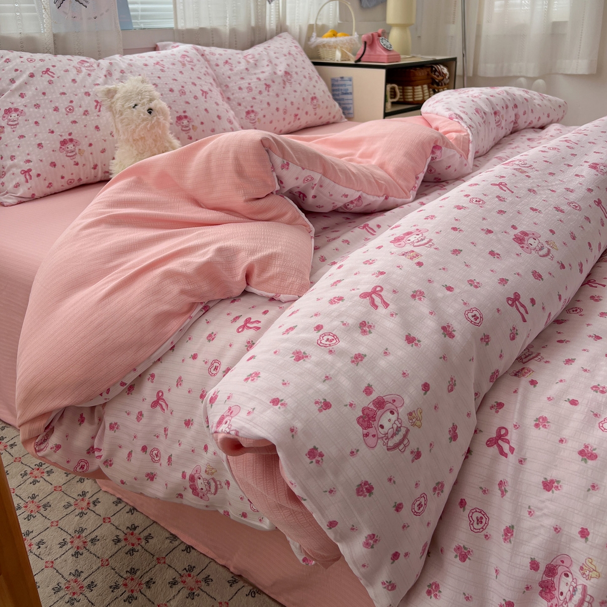 91家纺网 家纺一手货源 找家纺 王朝国际 2026新款A类彩竺棉印花四件套 甜心宝贝