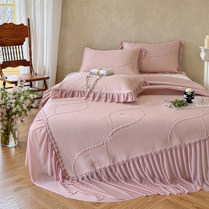 91家纺网 家纺一手货源 找家纺 （总）赫本家纺  2026新款PE高分子单泡提花凉感复合凉席三件套