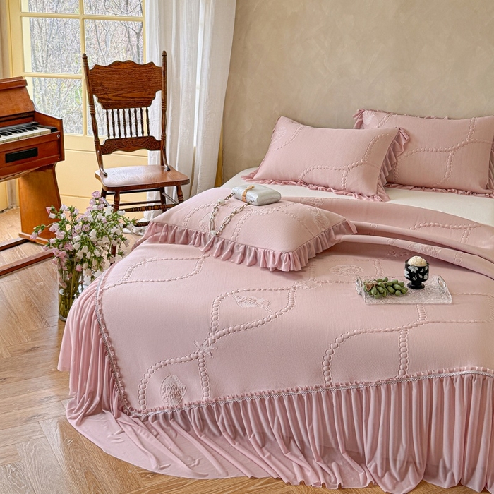 91家纺网 家纺一手货源 找家纺 （总）赫本家纺  2026新款PE高分子单泡提花凉感复合凉席三件套