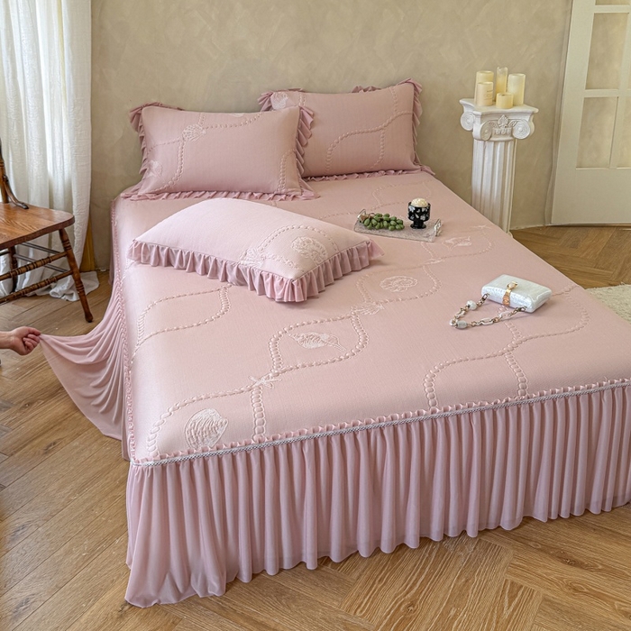 91家纺网 家纺一手货源 找家纺 （总）赫本家纺  2026新款PE高分子单泡提花凉感复合凉席三件套