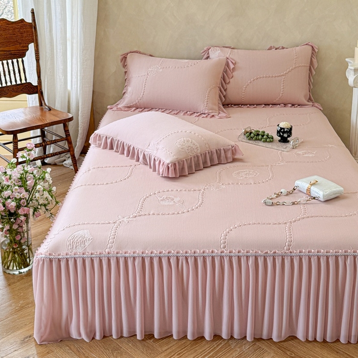 91家纺网 家纺一手货源 找家纺 （总）赫本家纺  2026新款PE高分子单泡提花凉感复合凉席三件套