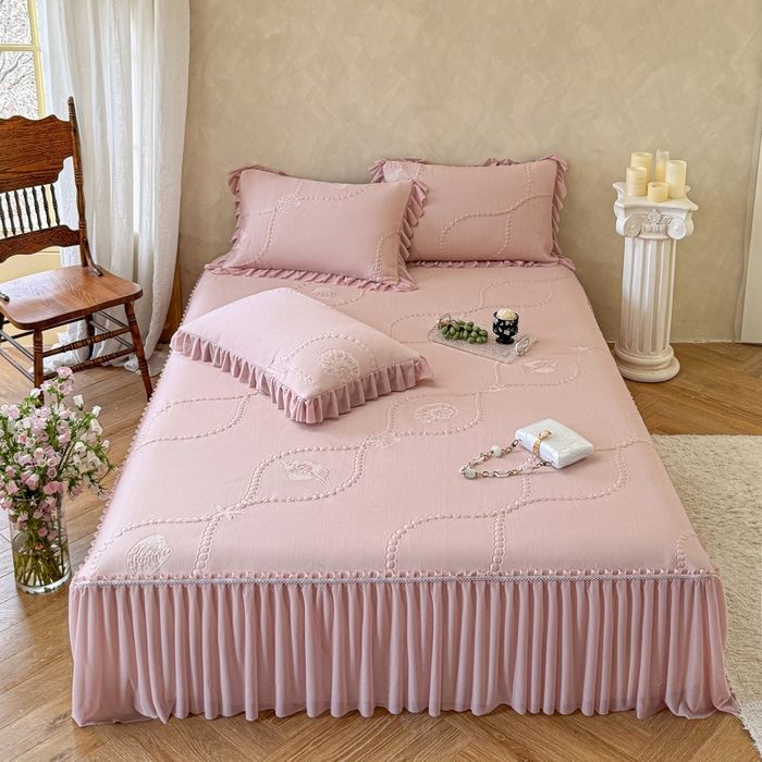 91家纺网 家纺一手货源 找家纺 （总）赫本家纺  2026新款PE高分子单泡提花凉感复合凉席三件套