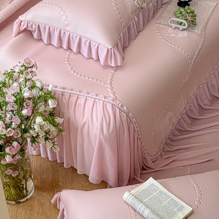 91家纺网 家纺一手货源 找家纺 （总）赫本家纺  2026新款PE高分子单泡提花凉感复合凉席三件套