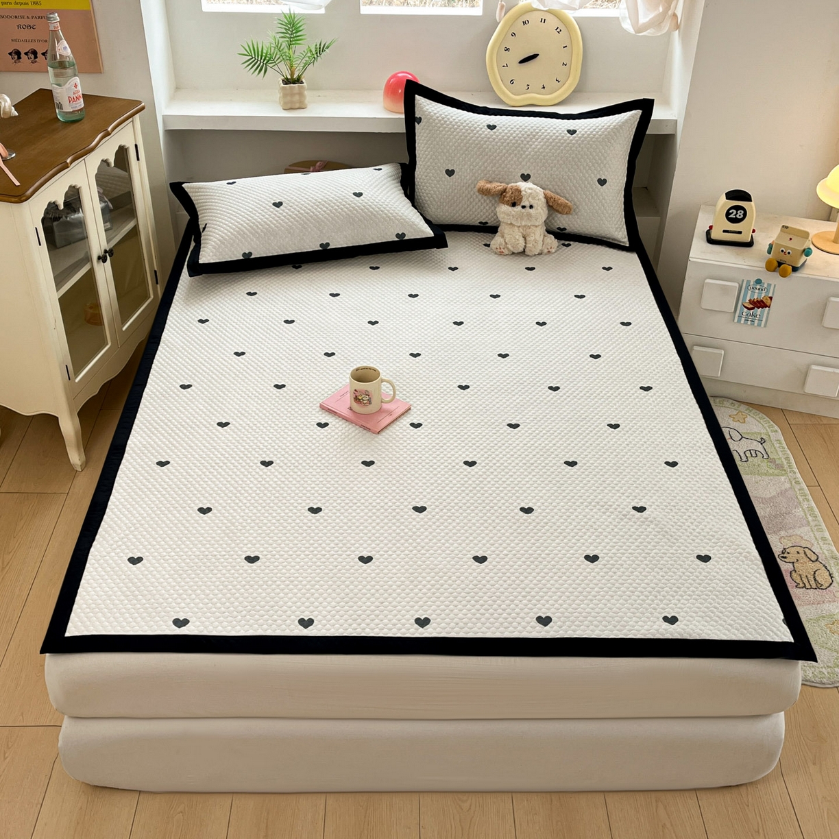 91家纺网 家纺一手货源 找家纺 寐居家纺 2026新款冰豆豆数码印花席三明治底凉席席子 山茶物语