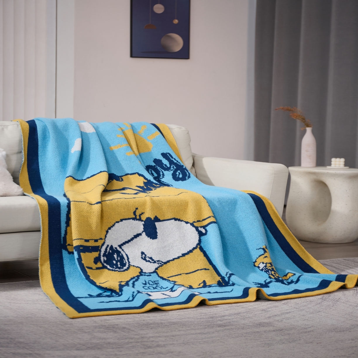 91家纺网 家纺一手货源 找家纺 （总）栩裕纺织 2026新款史努比SNOOPY正版授权独家针织毯披肩膝盖毯儿童毯多功能盖毯送礼礼品终端控价