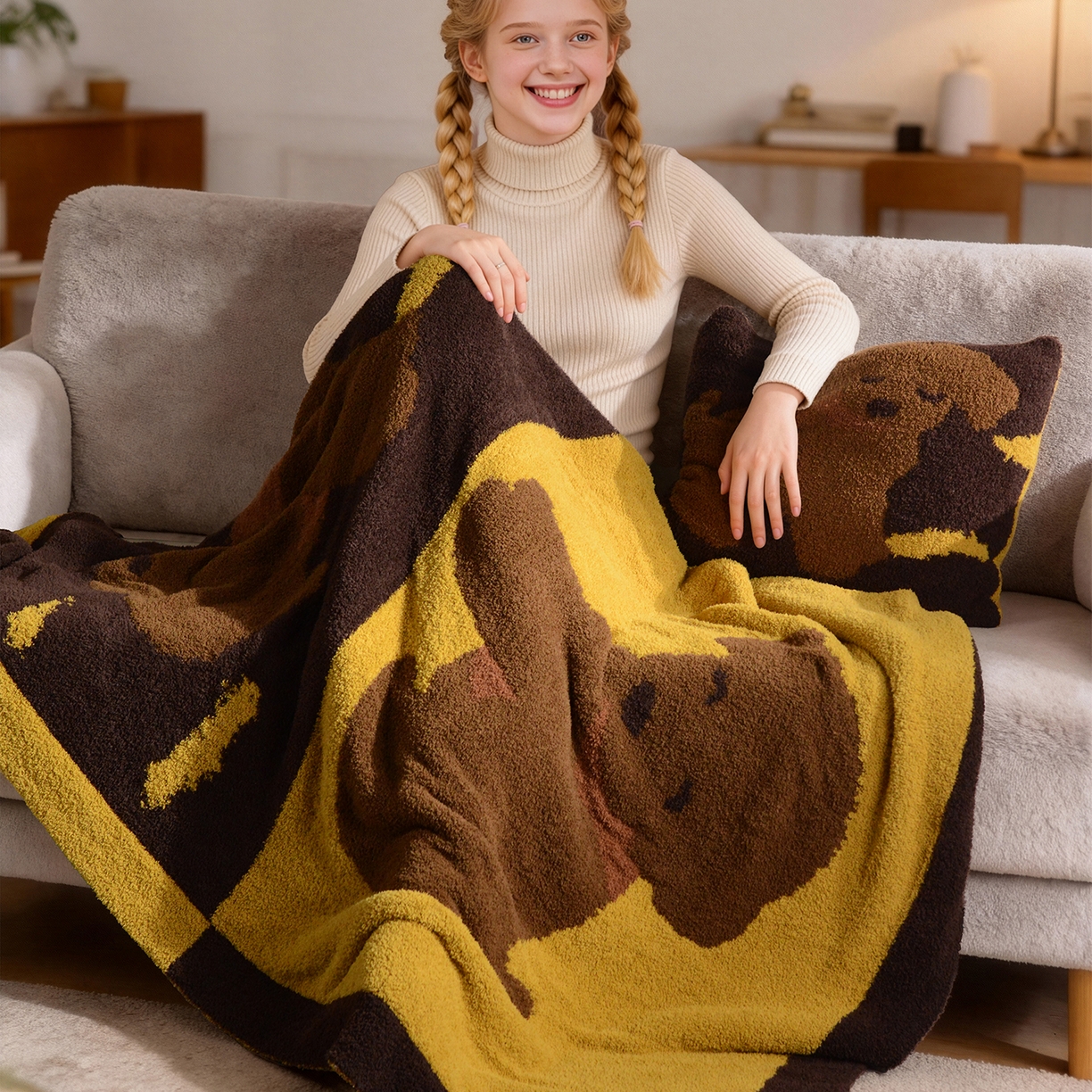 91家纺网 家纺一手货源 找家纺 （总）栩裕纺织 2026新款艺术家居超柔半边绒A类针织毯披肩毯多功能盖毯礼物礼品终端控价