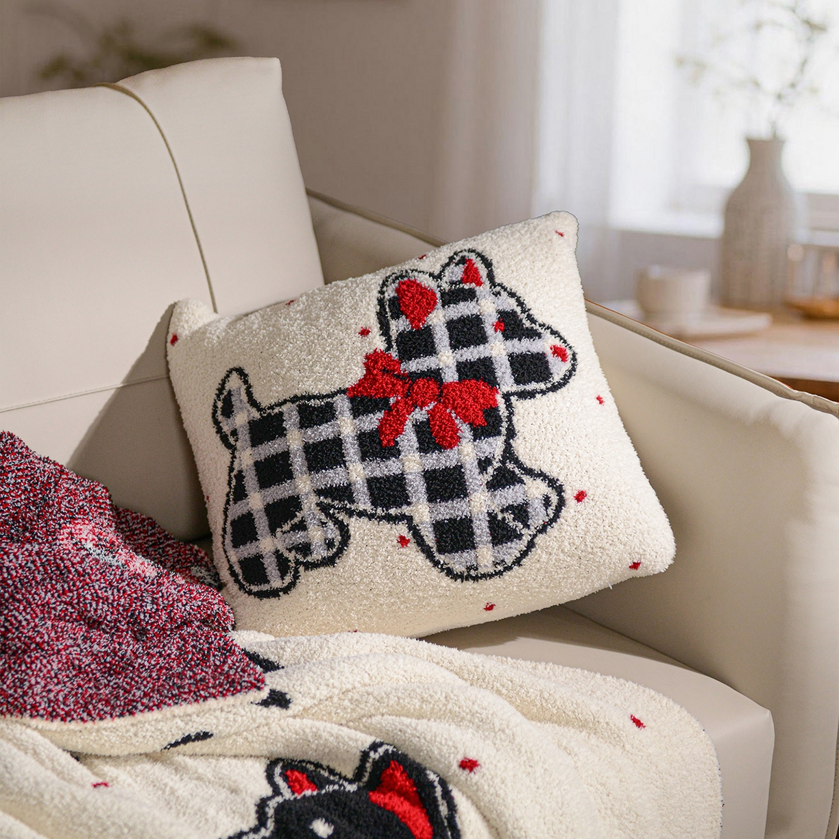 91家纺网 家纺一手货源 找家纺 栩裕纺织 2026新款艺术家居超柔半边绒A类针织毯披肩毯多功能盖毯礼物礼品终端控价 幸运狗Lucky puppy针织毯