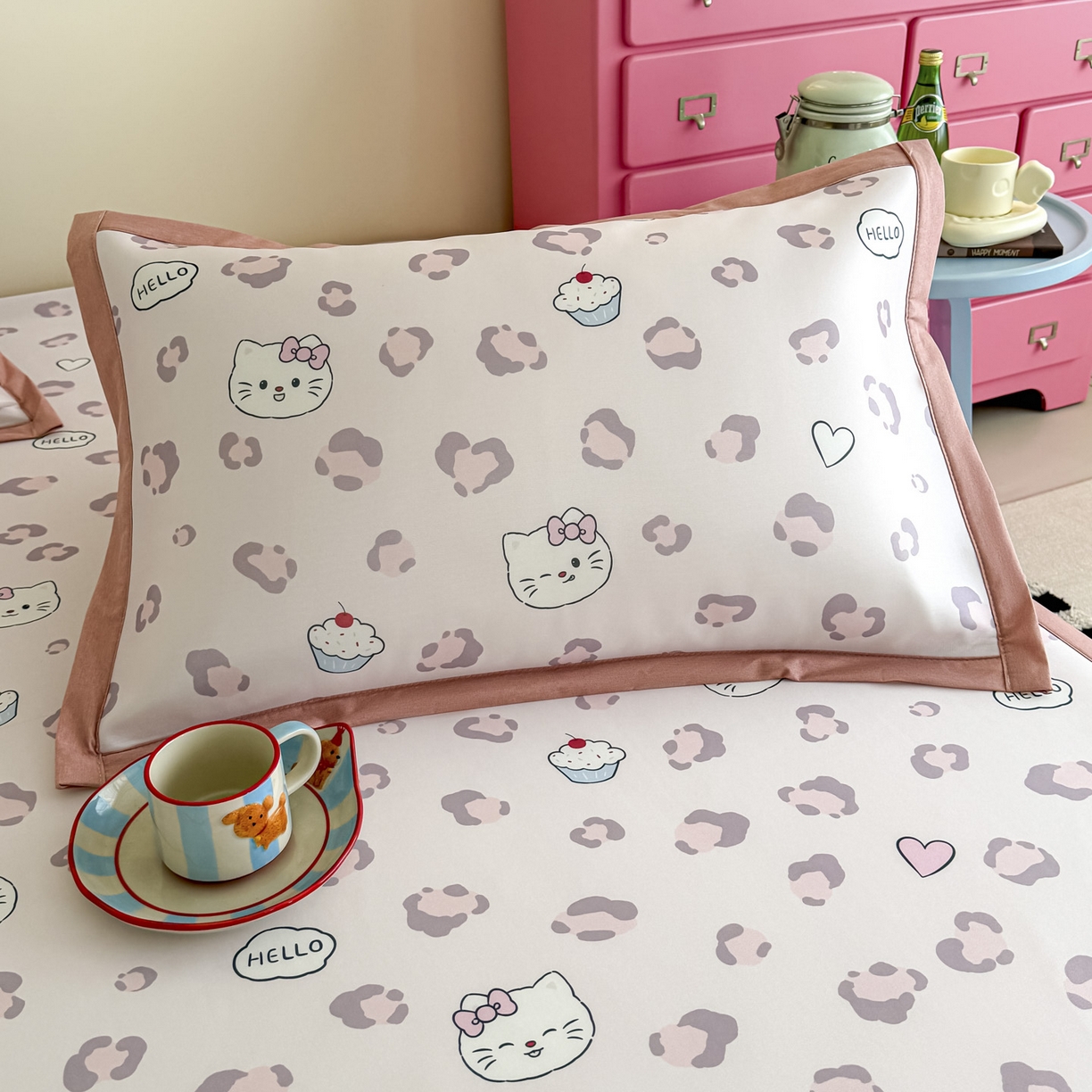 91家纺网 家纺一手货源 找家纺 倾慕家纺 2026春夏新款A类印花小冰皮软席凉席席子 豹猫粉