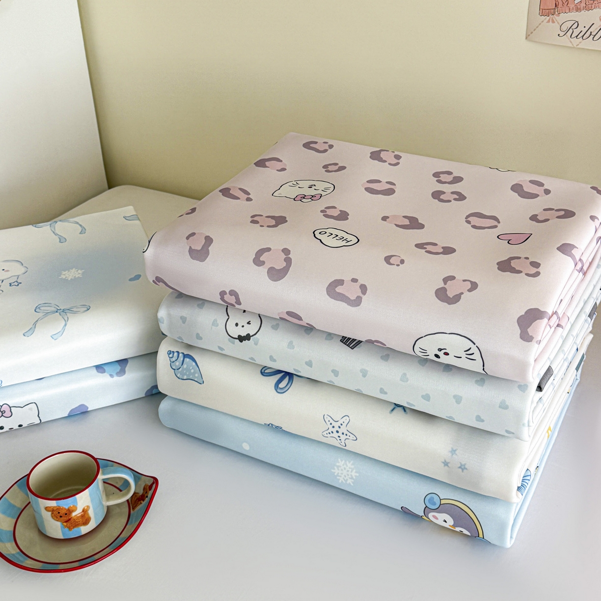 91家纺网 家纺一手货源 找家纺 倾慕家纺 2026春夏新款A类印花小冰皮软席凉席席子 组合图仅供展示不可下单