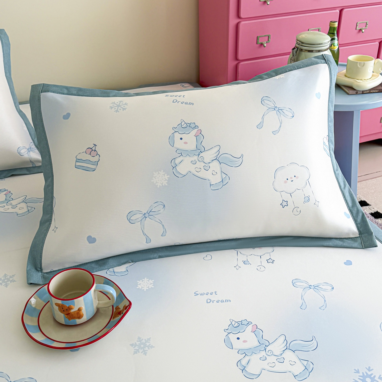 91家纺网 家纺一手货源 找家纺 倾慕家纺 2026春夏新款A类印花小冰皮软席凉席席子 云朵小马