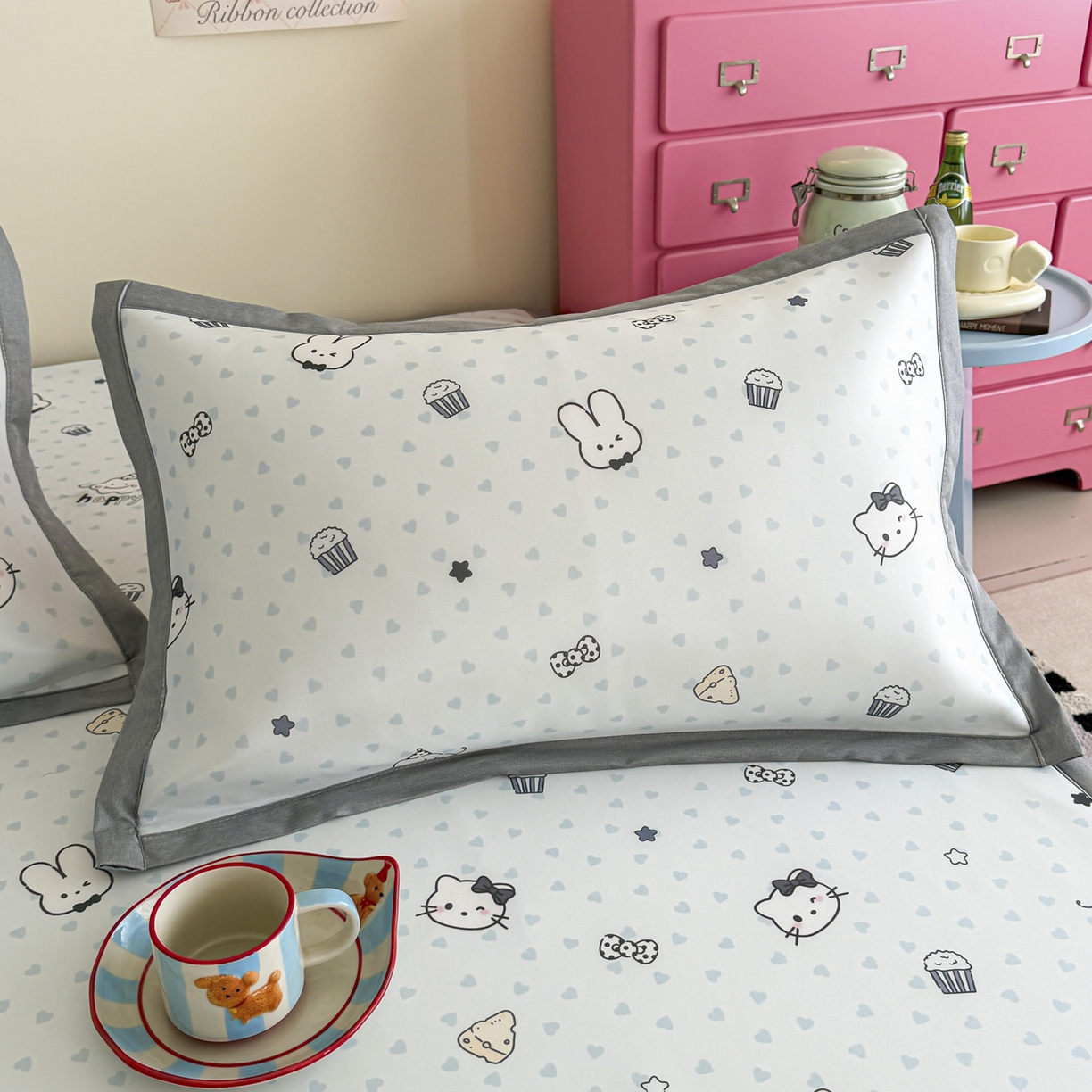 91家纺网 家纺一手货源 找家纺 倾慕家纺 2026春夏新款A类印花小冰皮软席凉席席子 蛋糕小兔