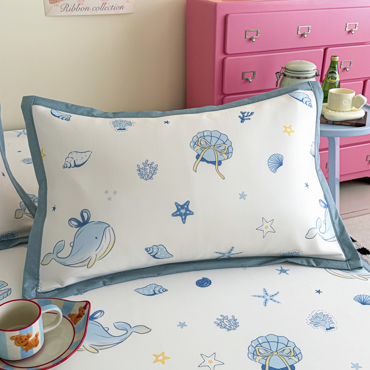 91家纺网 家纺一手货源 找家纺 倾慕家纺 2026春夏新款A类印花小冰皮软席凉席席子 贝壳鲸鱼