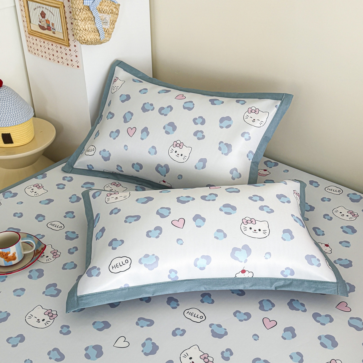 91家纺网 家纺一手货源 找家纺 倾慕家纺 2026春夏新款A类印花小冰皮软席凉席席子 豹猫蓝