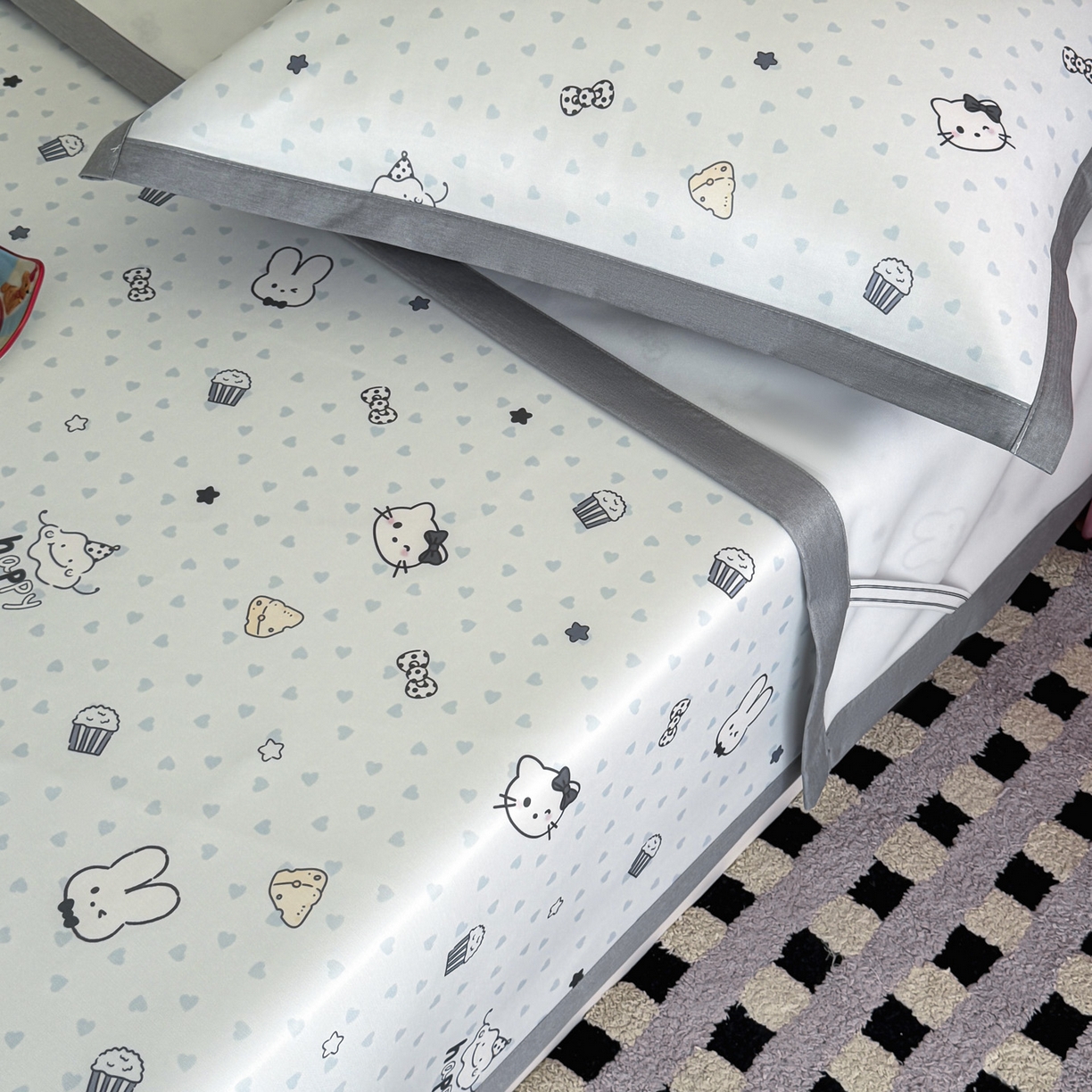 91家纺网 家纺一手货源 找家纺 倾慕家纺 2026春夏新款A类印花小冰皮软席凉席席子 蛋糕小兔