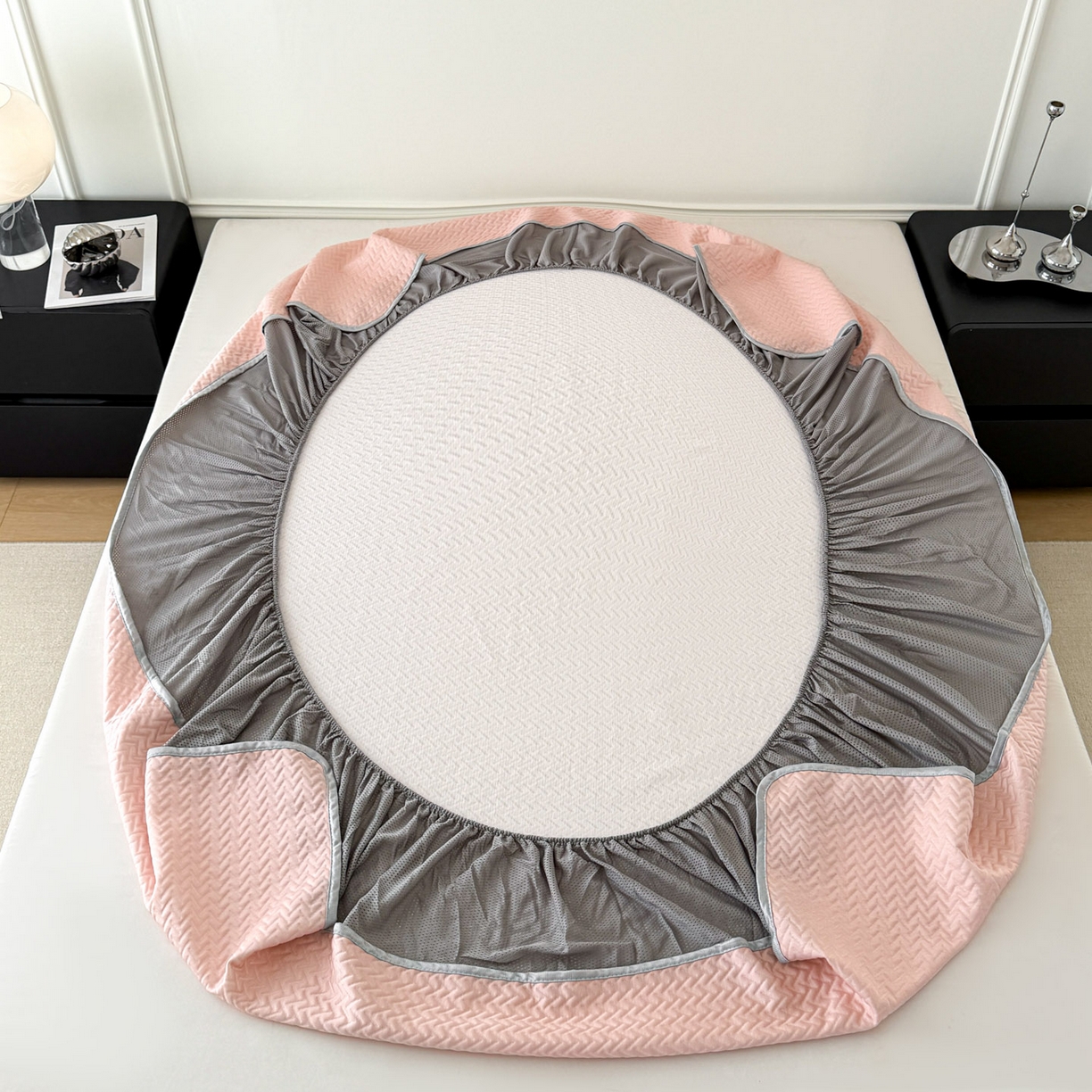 91家纺网 家纺一手货源 找家纺 （总）倾慕家纺 2026春夏新款全PE冰豆豆全包围床笠款凉席席子