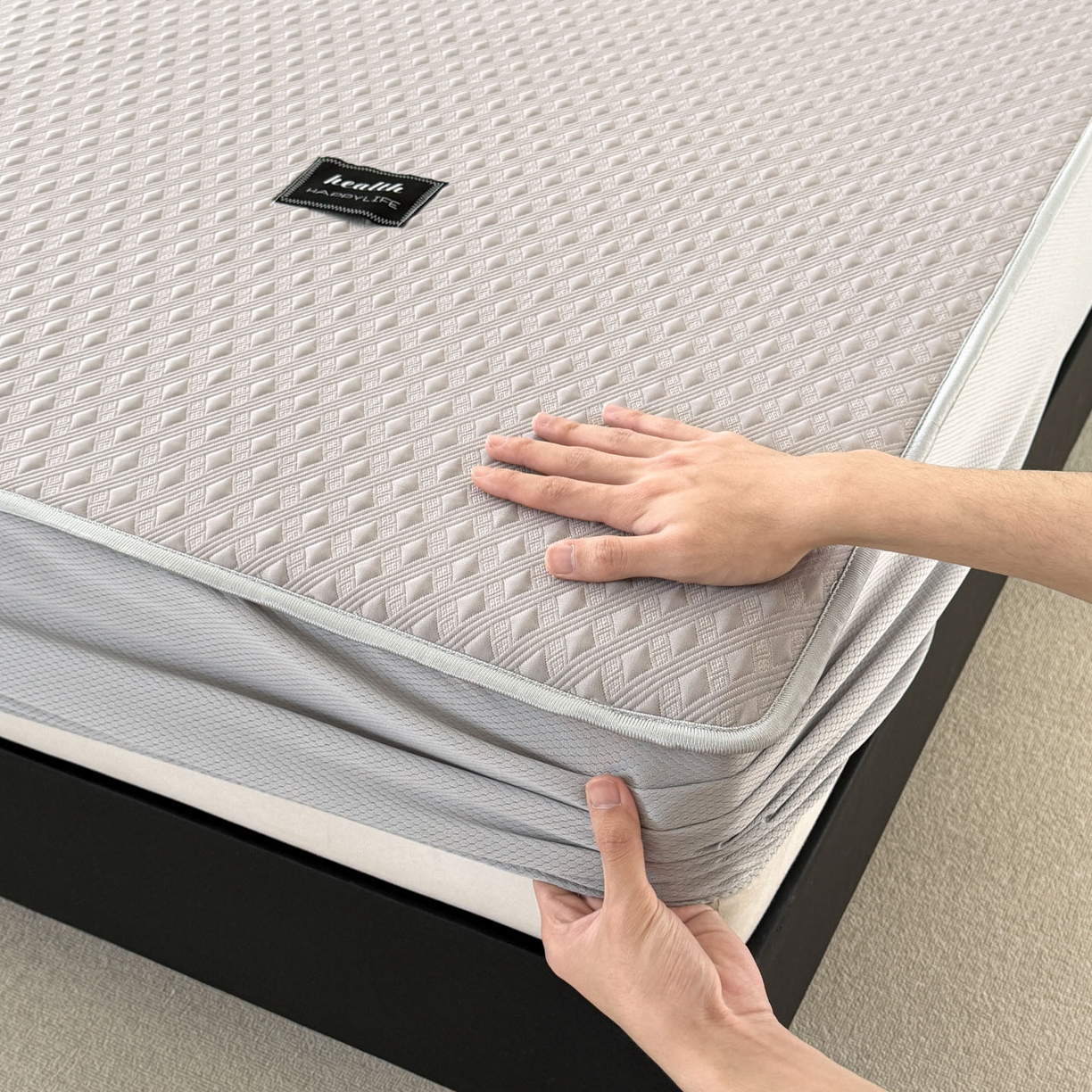 91家纺网 家纺一手货源 找家纺 倾慕家纺 2026春夏新款全PE冰豆豆全包围床笠款凉席席子 菱形泡灰