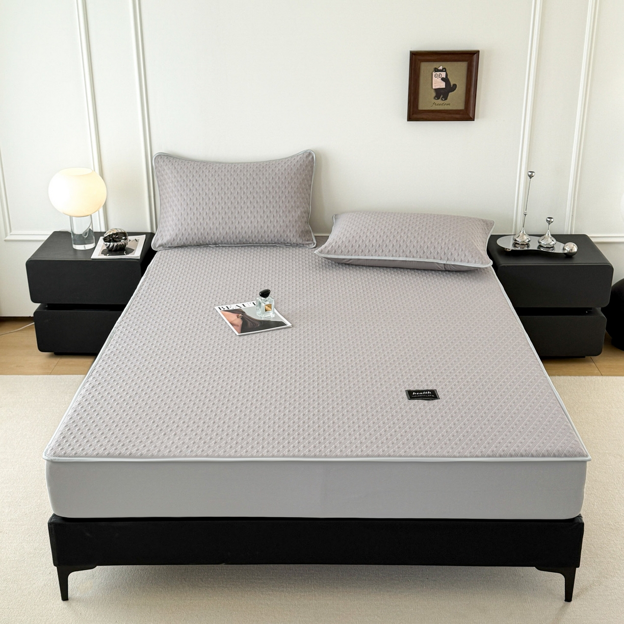 91家纺网 家纺一手货源 找家纺 倾慕家纺 2026春夏新款全PE冰豆豆全包围床笠款凉席席子 菱形泡灰