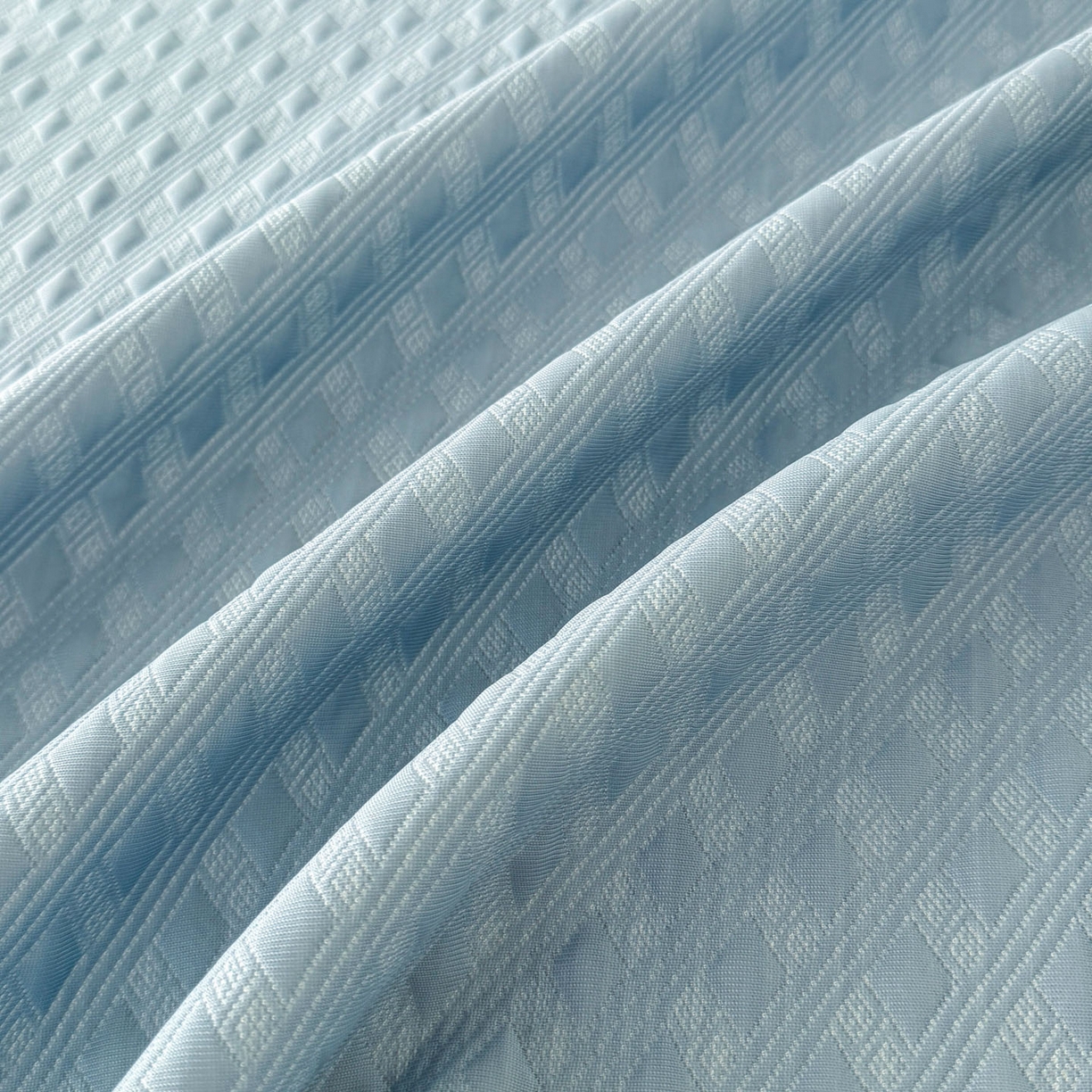 91家纺网 家纺一手货源 找家纺 倾慕家纺 2026春夏新款全PE冰豆豆全包围床笠款凉席席子 菱形泡蓝