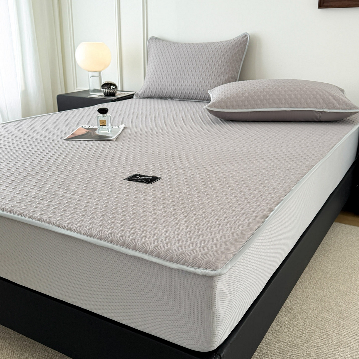 91家纺网 家纺一手货源 找家纺 倾慕家纺 2026春夏新款全PE冰豆豆全包围床笠款凉席席子 菱形泡灰