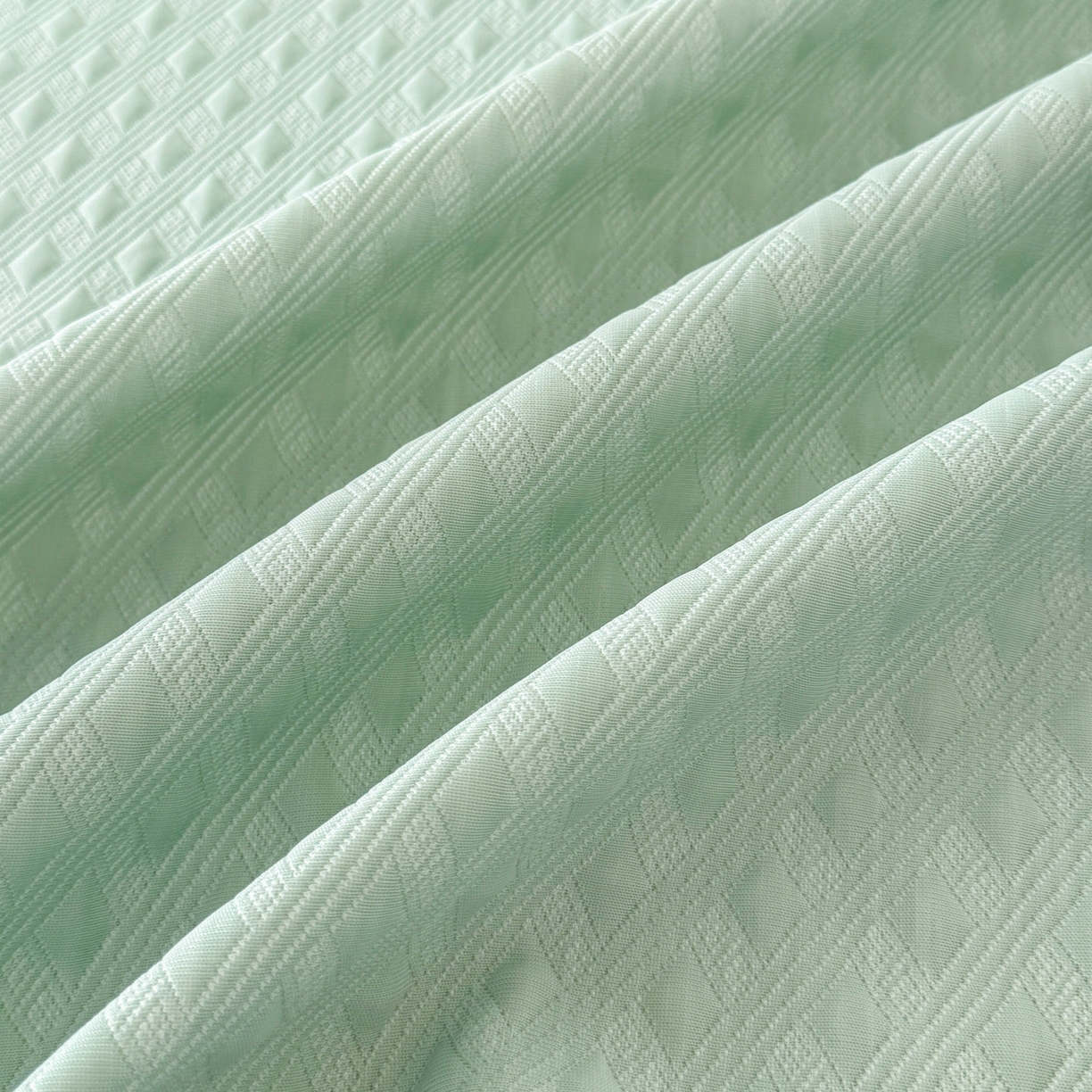 91家纺网 家纺一手货源 找家纺 倾慕家纺 2026春夏新款全PE冰豆豆全包围床笠款凉席席子 菱形泡绿