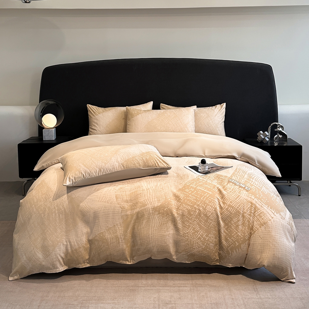 91家纺网 家纺一手货源 找家纺 经年 2026春夏新款天丝数码印花四件套-凛风逸韵 凛风逸韵-香槟