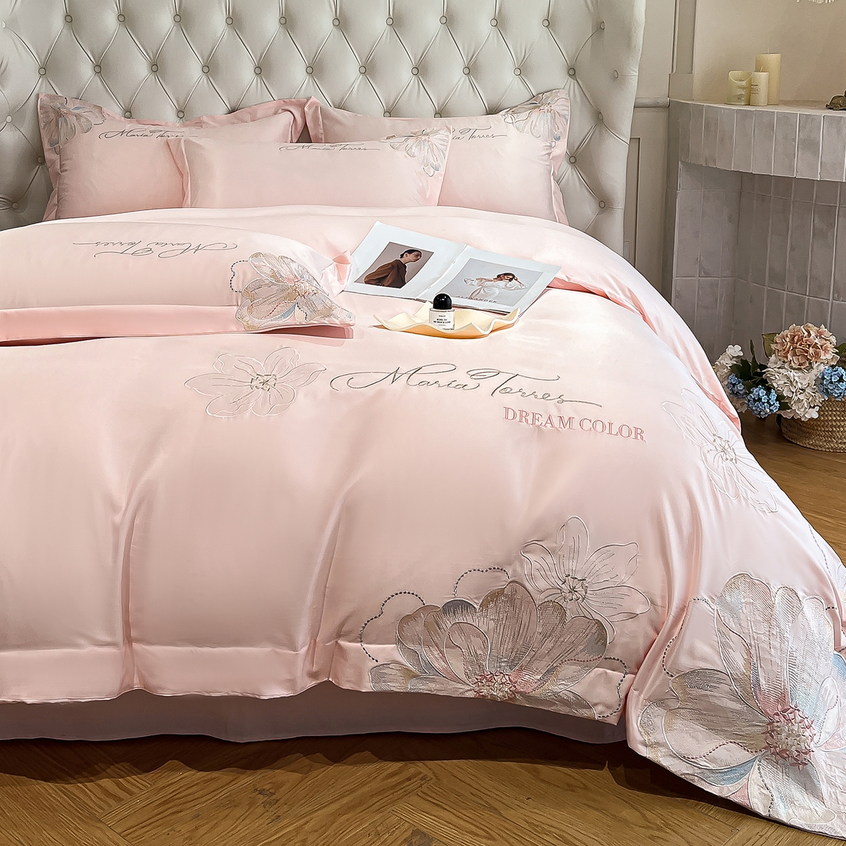 91家纺网 家纺一手货源 找家纺 （总）经年 2026春夏新款天丝刺绣四件套-时光