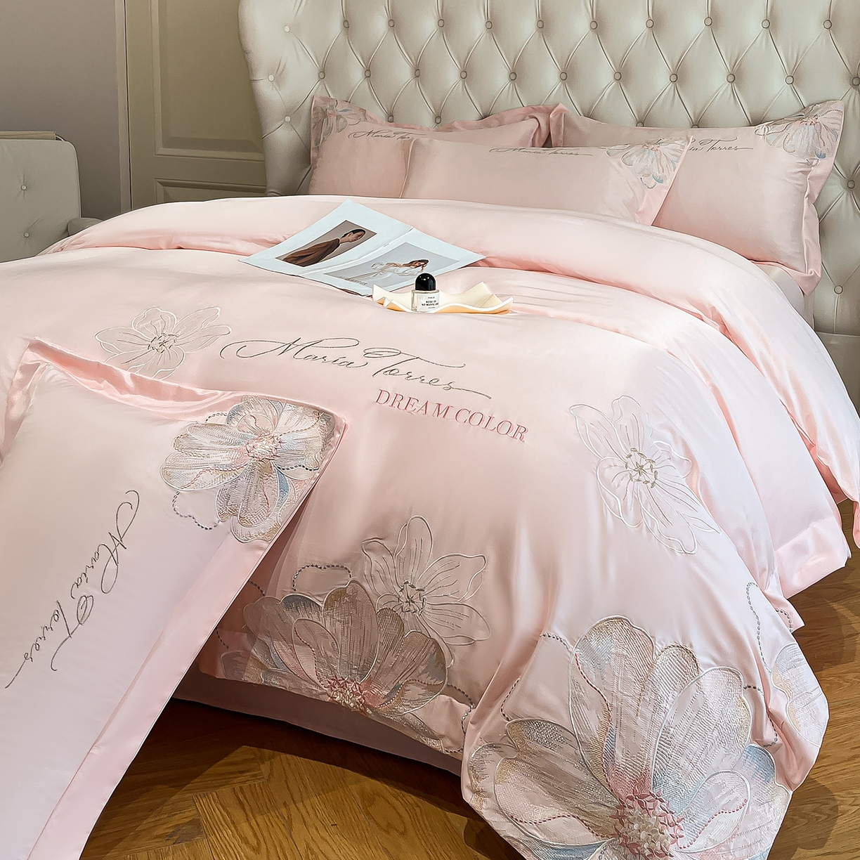 91家纺网 家纺一手货源 找家纺 （总）经年 2026春夏新款天丝刺绣四件套-时光