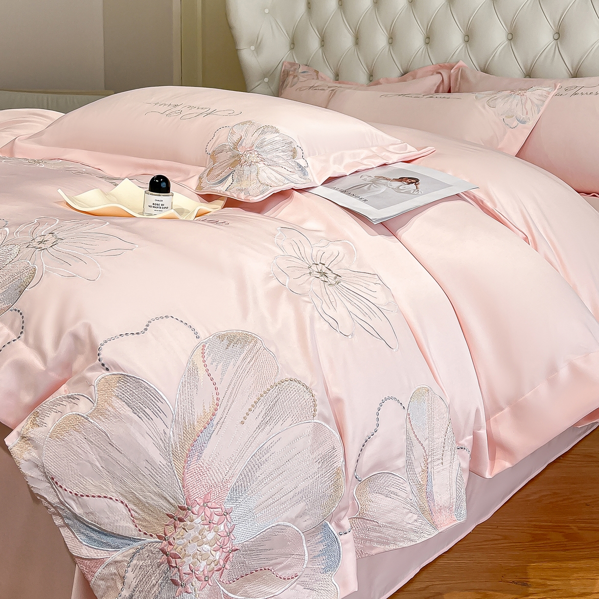 91家纺网 家纺一手货源 找家纺 （总）经年 2026春夏新款天丝刺绣四件套-时光