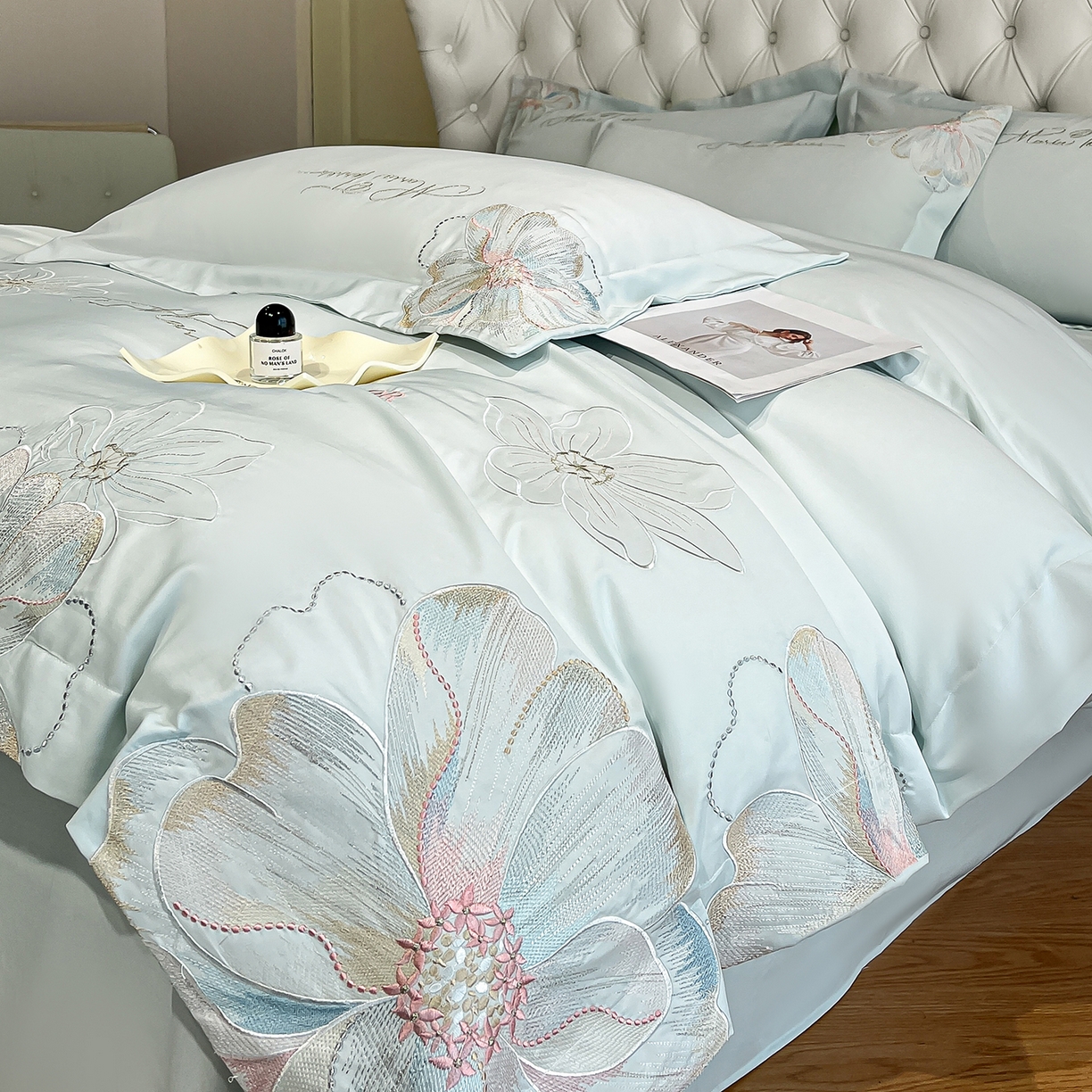 91家纺网 家纺一手货源 找家纺 （总）经年 2026春夏新款天丝刺绣四件套-时光