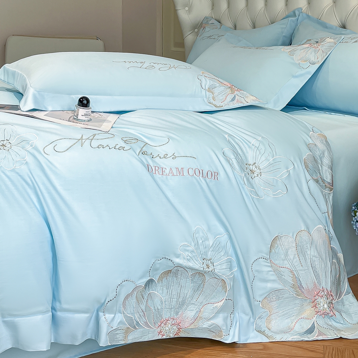 91家纺网 家纺一手货源 找家纺 经年 2026春夏新款天丝刺绣四件套-时光 时光-以太兰