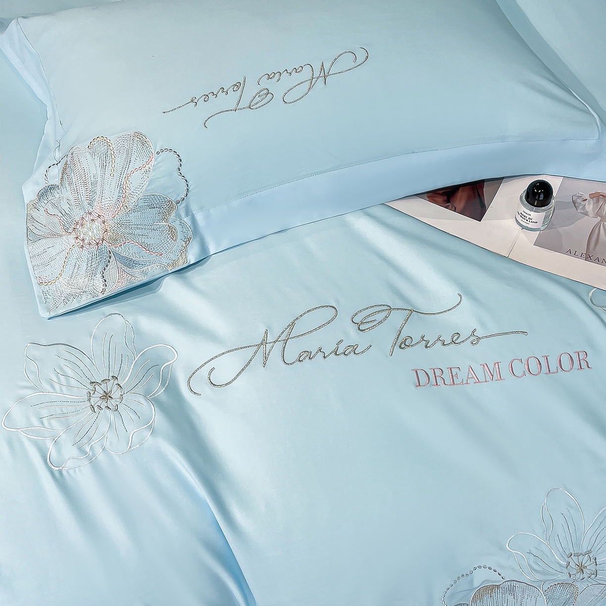 91家纺网 家纺一手货源 找家纺 经年 2026春夏新款天丝刺绣四件套-时光 时光-以太兰