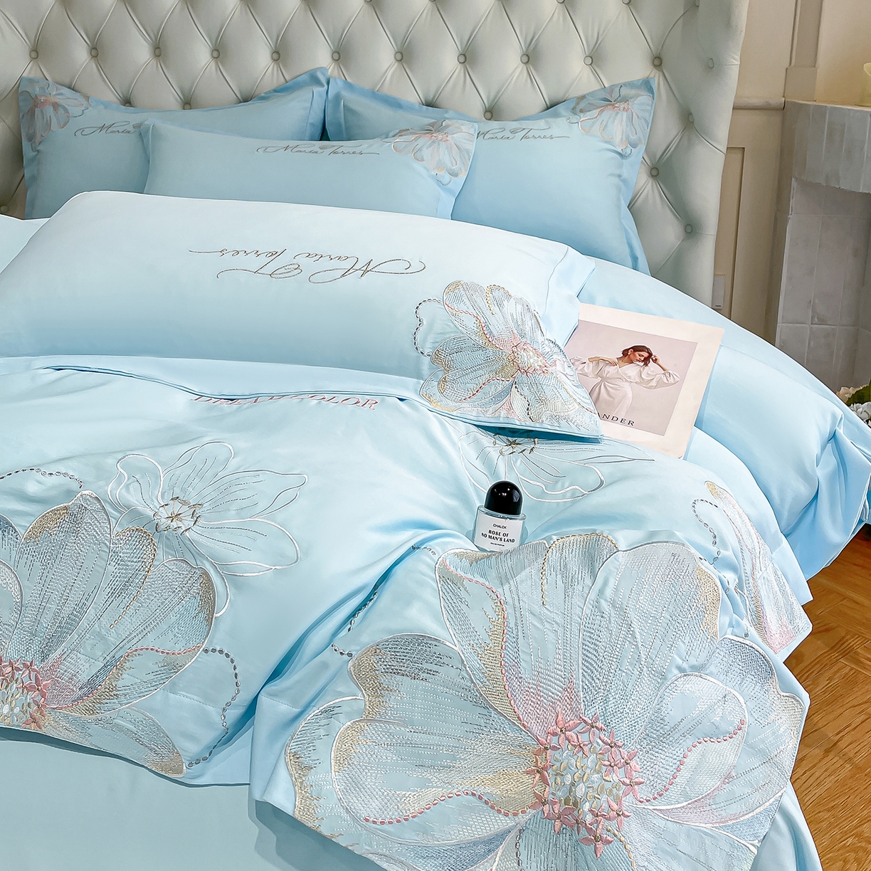 91家纺网 家纺一手货源 找家纺 经年 2026春夏新款天丝刺绣四件套-时光 时光-以太兰