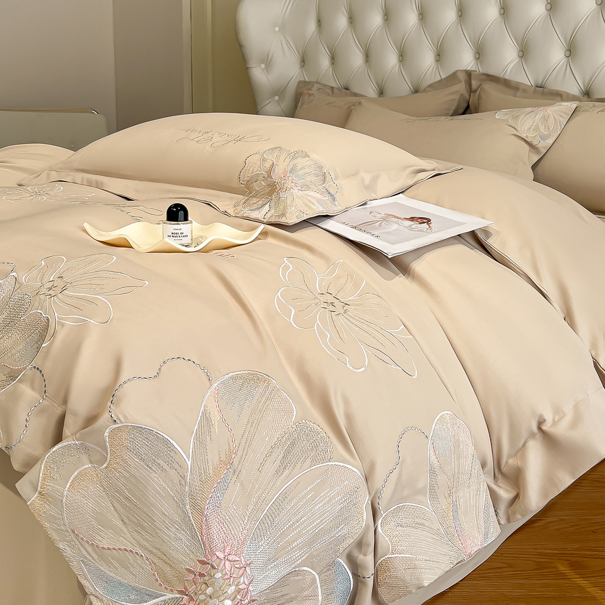 经年 2026春夏新款天丝刺绣四件套-时光 时光-香槟