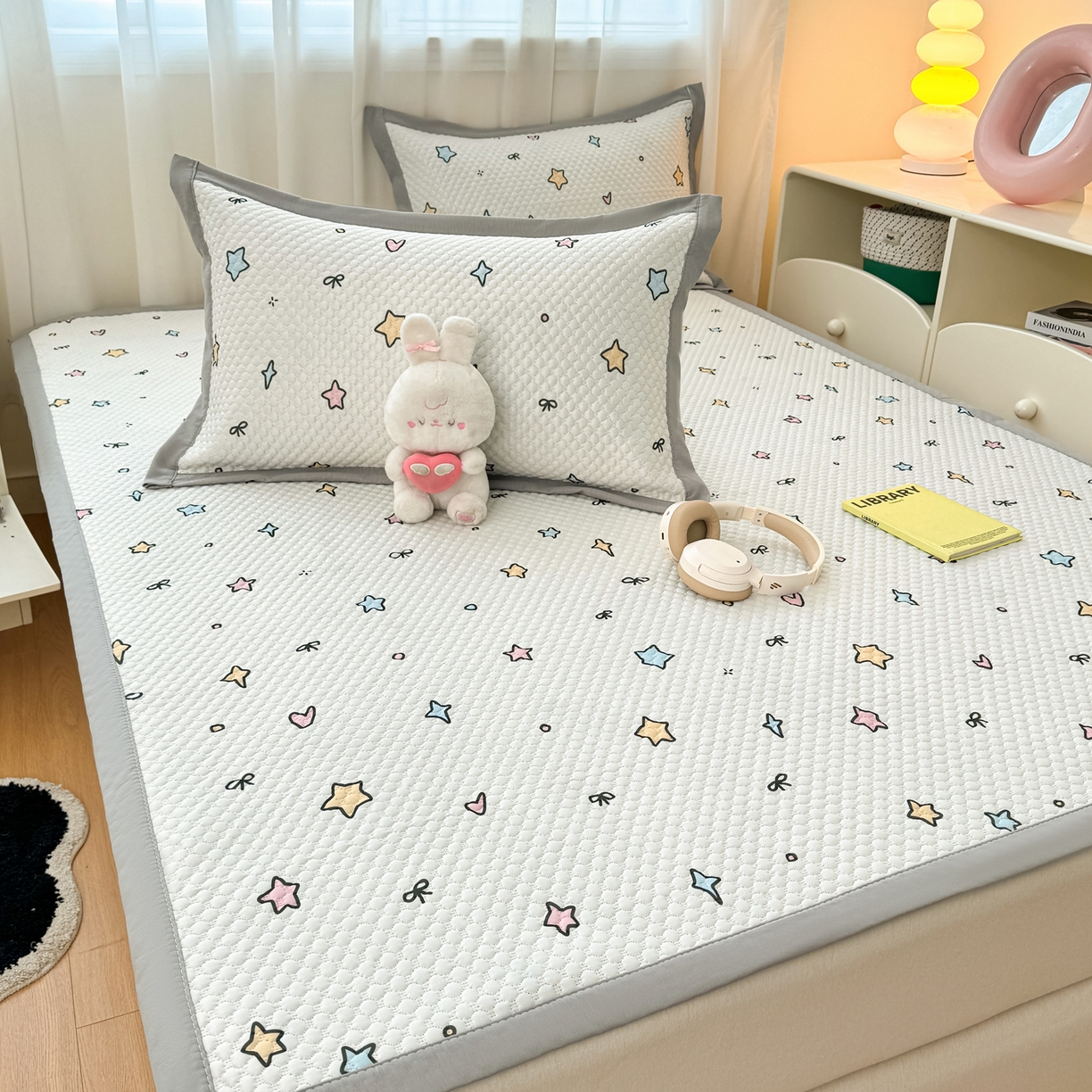 91家纺网 家纺一手货源 找家纺 寐居家纺 2026新款冰豆豆数码印花席三明治底凉席席子 星荣