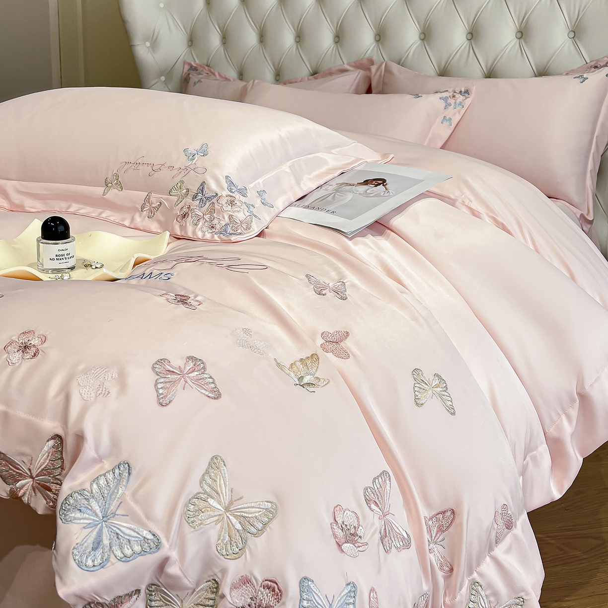 91家纺网 家纺一手货源 找家纺 （总）经年 2026春夏新款天丝刺绣四件套-蝶恋