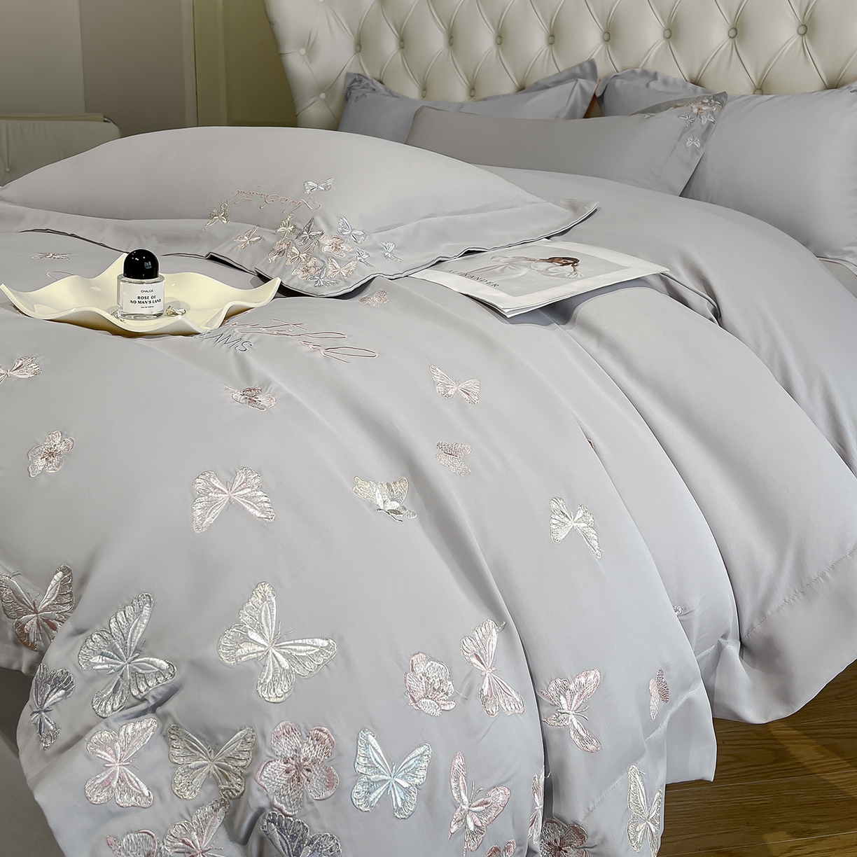 91家纺网 家纺一手货源 找家纺 （总）经年 2026春夏新款天丝刺绣四件套-蝶恋