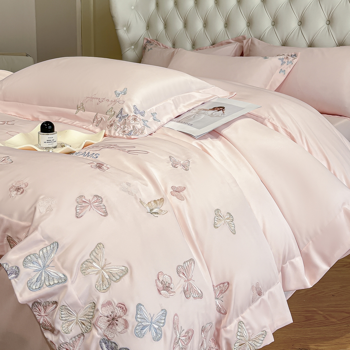 91家纺网 家纺一手货源 找家纺 （总）经年 2026春夏新款天丝刺绣四件套-蝶恋