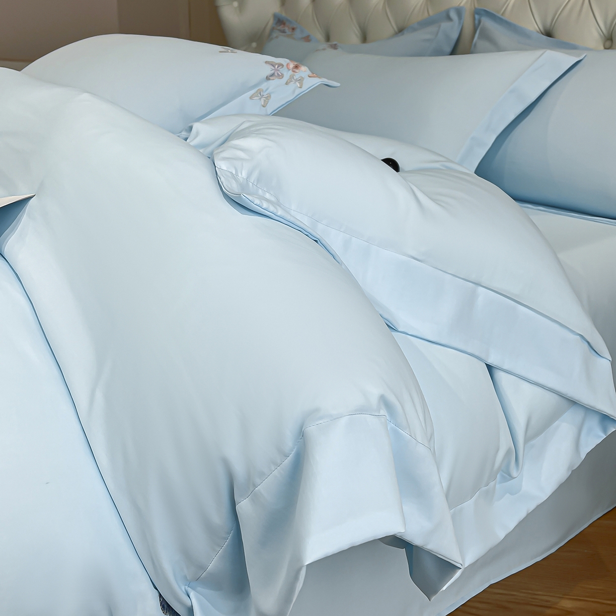 91家纺网 家纺一手货源 找家纺 经年 2026春夏新款天丝刺绣四件套-蝶恋 蝶恋-以太兰