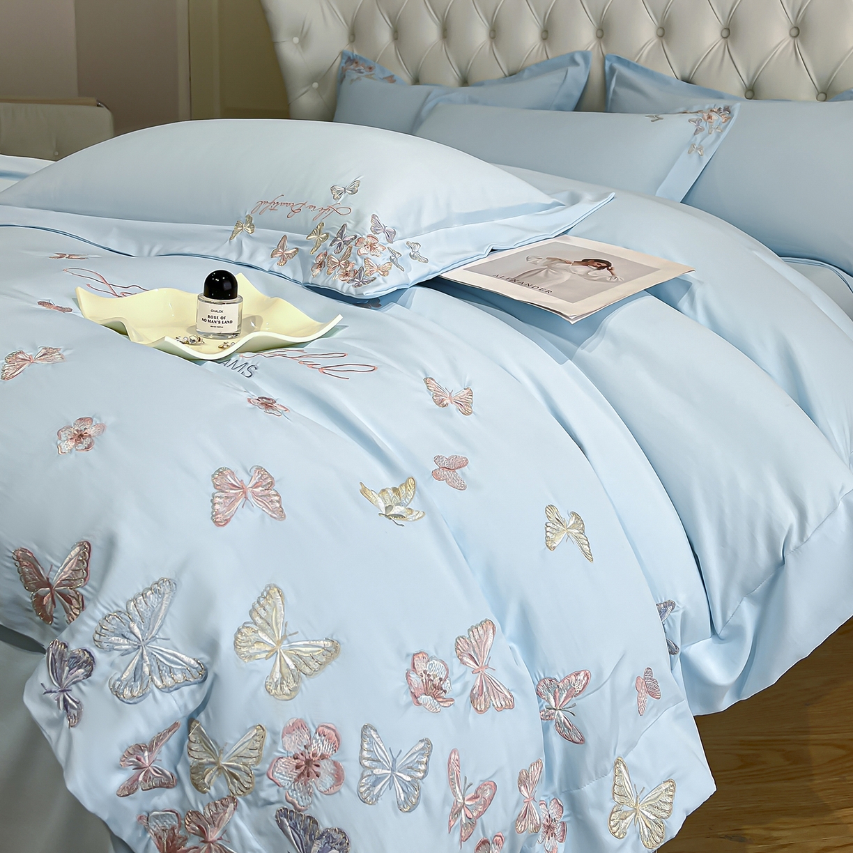 经年 2026春夏新款天丝刺绣四件套-蝶恋 蝶恋-以太兰