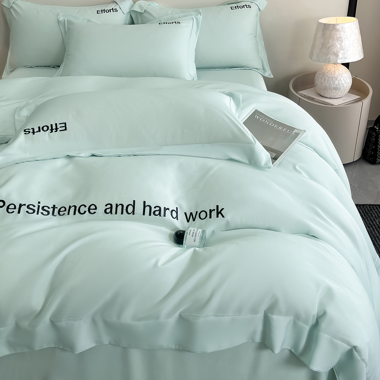 91家纺网 家纺一手货源 找家纺 经年 2026春夏新款天丝刺绣四件套-有理想 有理想-抹茶绿