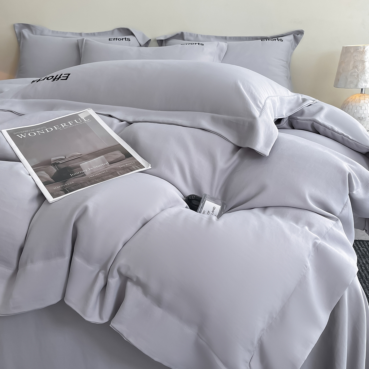 91家纺网 家纺一手货源 找家纺 经年 2026春夏新款天丝刺绣四件套-有理想 有理想-爵士灰