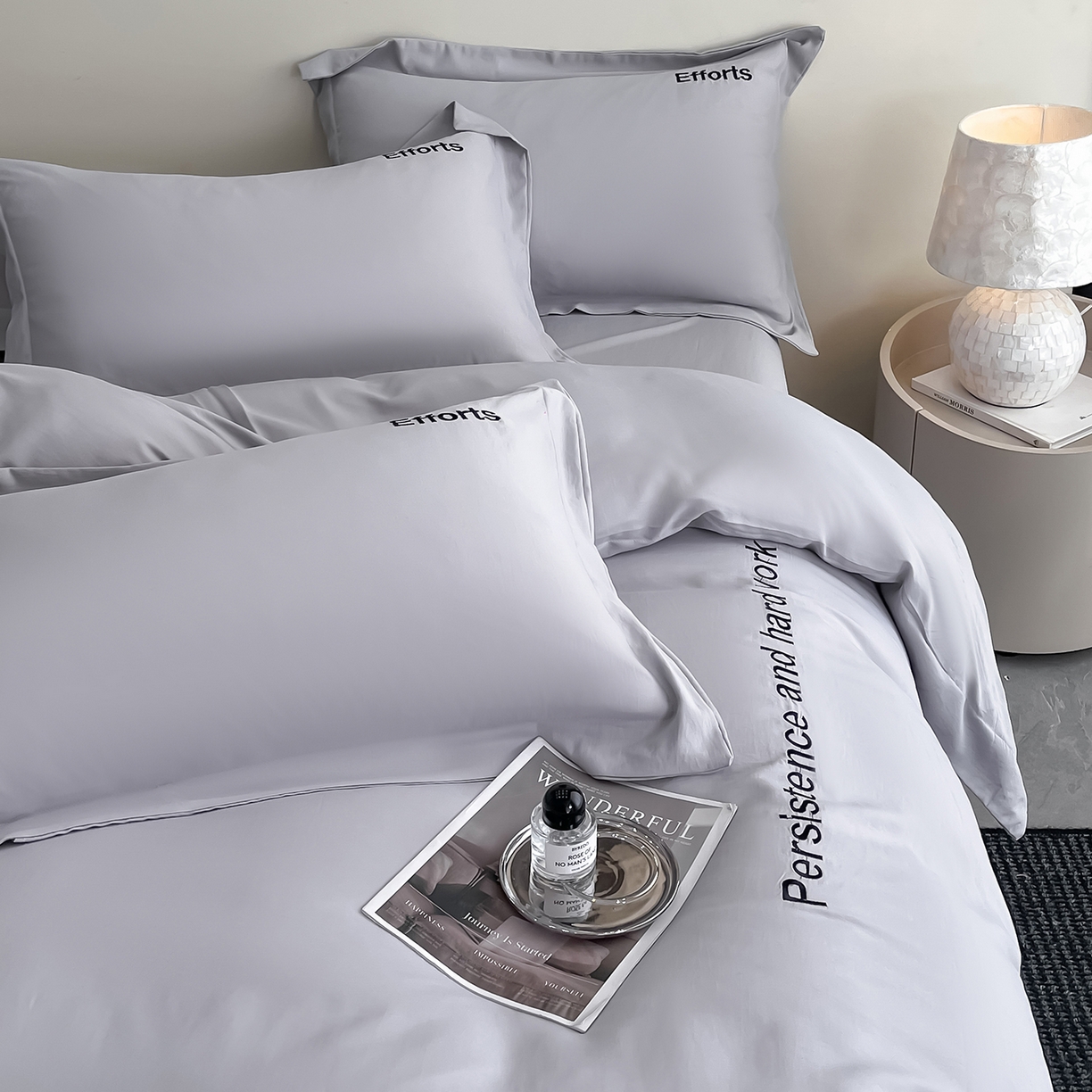 91家纺网 家纺一手货源 找家纺 经年 2026春夏新款天丝刺绣四件套-有理想 有理想-爵士灰