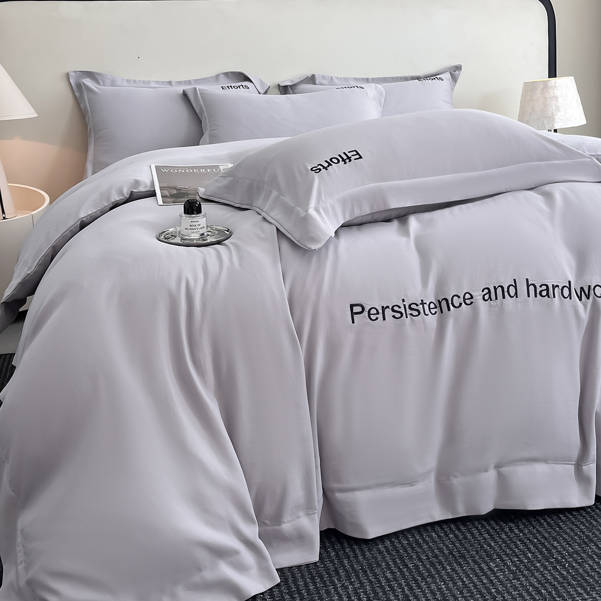 91家纺网 家纺一手货源 找家纺 经年 2026春夏新款天丝刺绣四件套-有理想 有理想-爵士灰