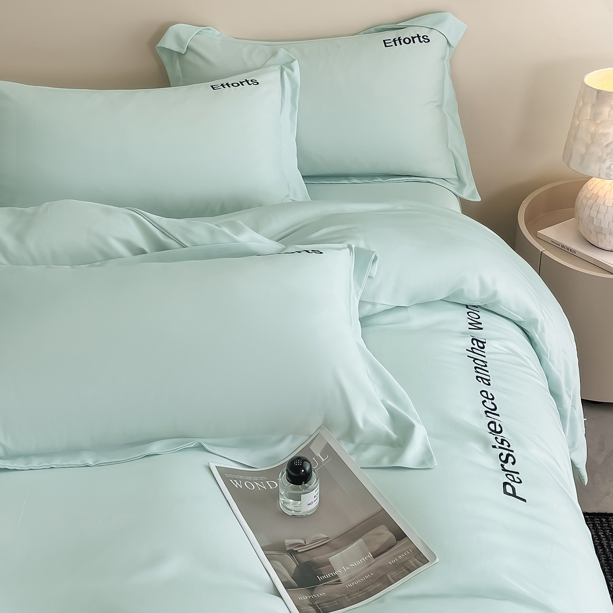 91家纺网 家纺一手货源 找家纺 经年 2026春夏新款天丝刺绣四件套-有理想 有理想-抹茶绿